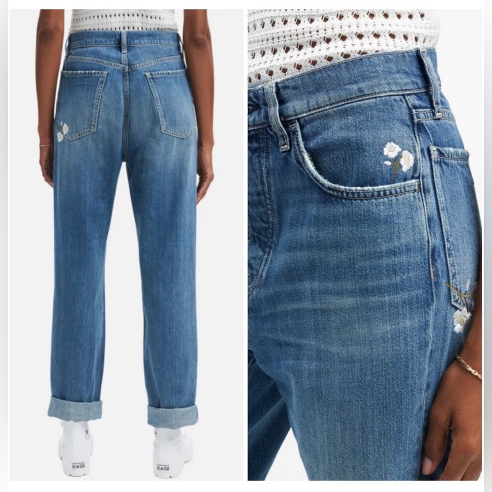 👖 7 FOR ALL MANKIND Easy Straight Flower Embroidered Jean Sz 29